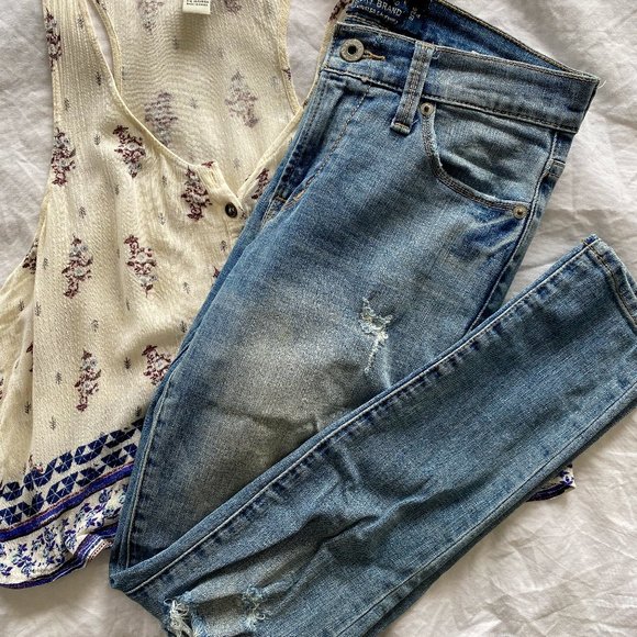 Jeans Skinny Lucky Brand 'Brooke' Destructuré - Taille 6/28 (28 De Longueur) - Neuf Avec étiquettes